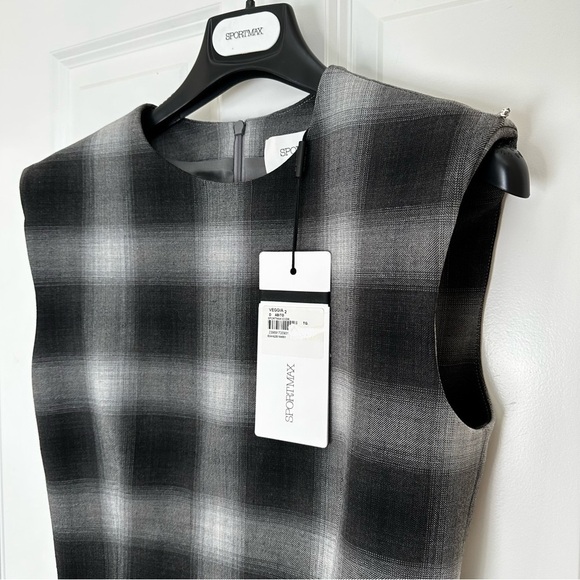SPORTMAX MaxMara Checked Sleeveless Crewneck Mini Dress. Sz: M US4/6 165/88A NWT - Picture 12 of 16